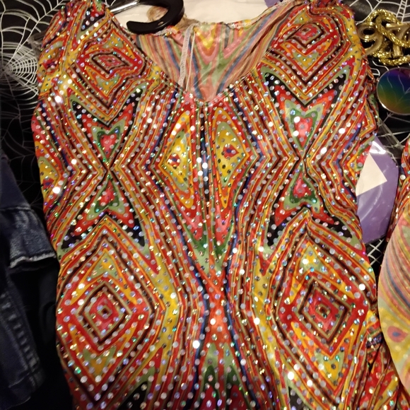 California Costumes Retro Dress with Head Wrap - Orange and White - Picture 3 of 5